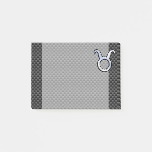 Taurus Zodiac Sign on Black Carbon Fiber Print Post-it® Notes (Voorkant)