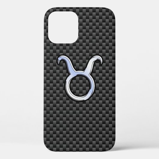 Taurus Zodiac Sign on Charcoal Carbon Fiber Print Case-Mate iPhone Case (Achterkant)