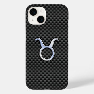 Taurus Zodiac Sign on Charcoal Carbon Fibre Case-Mate iPhone 14 Hoesje