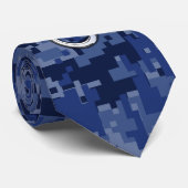 Taurus Zodiac Sign on Navy Blue Digital Camo Stropdas (Opgerold)