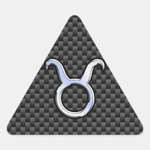 Taurus Zodiac Sign on Racy Charcoal Carbon Fibre Driehoek Sticker