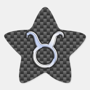 Taurus Zodiac Sign on Racy Charcoal Carbon Fibre Ster Sticker