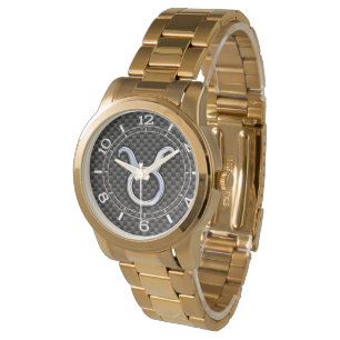 Taurus Zodiac Sign on Racy Charcoal Dial Horloge