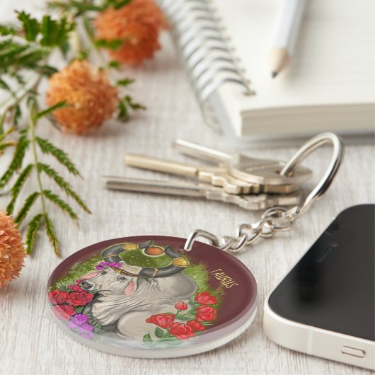 Taurus Zodiac Sign Sleutelhanger (Voorkant Rechts)