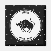 Taurus Zodiac Sign., zwart-wit, magneet (Voorkant)