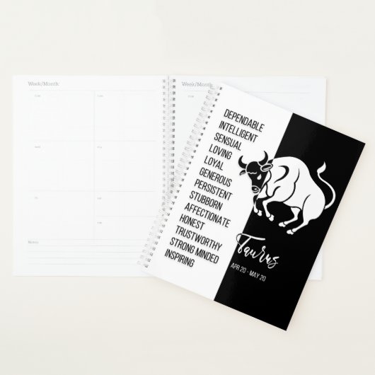 Taurus Zodiac Sign., zwart-wit Planner (Display)