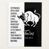 Taurus Zodiac Sign., zwart-wit Planner (Voorkant)