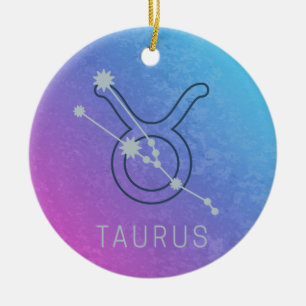 Taurus Zodiac Star Sign Waterverf Horoscope Keramisch Ornament