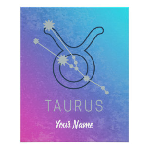Taurus Zodiac Star Sign Waterverf Horoscope Perfect Poster