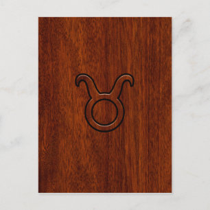 Taurus Zodiac Symbool in Mahogany Style print Briefkaart