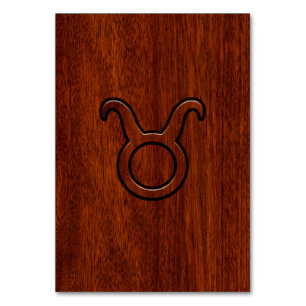 Taurus Zodiac Symbool in Mahogany Style print Kaart
