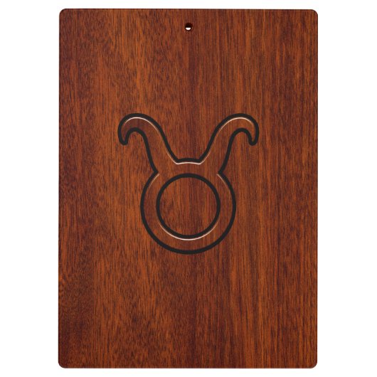 Taurus Zodiac Symbool in Mahogany Style print Klembord (Achterkant)