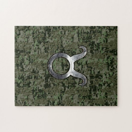 Taurus Zodiac-symbool op Green Digital Camo Legpuzzel (Horizontaal)