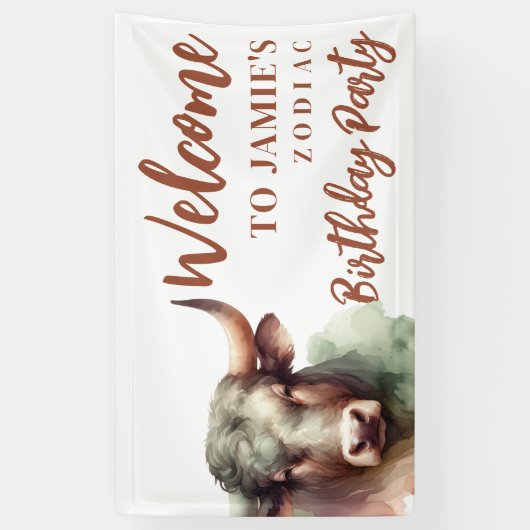 Taurus Zodiac Thema Verjaardagsfeestje Welkomstbor Spandoek (Verticaal)