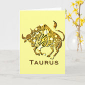 Taurus Zodiac Wenskaart Kaart (Gele Bloem)