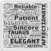 Taurus Zodiac Word Cloud Inspiration Vinyl Sticker (Voorkant)