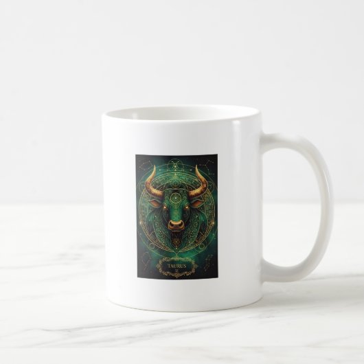 Taus Taurus Émeraude et Or Tasse de Café Astrologi (Droite)
