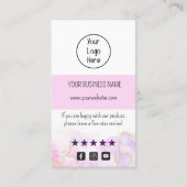 Taux de carte de visite rose brillant Merci (Dos)