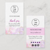 Taux de carte de visite rose brillant Merci (Devant / Derrière)