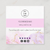 Taux de carte de visite rose brillant Merci (Dos)