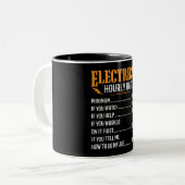 Taux horaire d'électricien à deux tons de café Mug (Devant gauche)