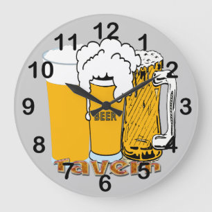 Tavern - Beer Round Wall Clock Grote Klok