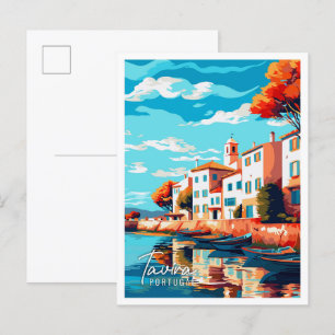 Tavira Portugal vintage reisillustratie Briefkaart