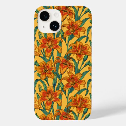 Tawny daglilbloemen, blauw en geel Case-Mate iPhone case (Achterkant)