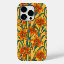 Tawny daglilbloemen, blauw en geel
