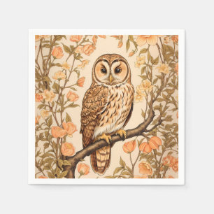 Tawny Owl Perzik Bloesems William Morris Geïnspire Servet