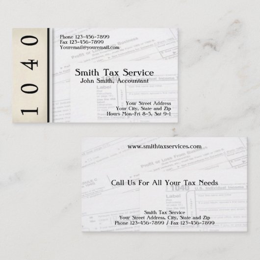 Tax Preparer Accountant Visitekaartje (Voorkant / Achterkant)