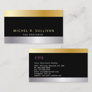 Tax Preparer Elegant Gold Black Visitekaartje