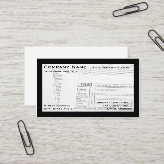 Tax Preparer Federal Tax Form Visitekaartje (Voorkant / Achterkant in situ)