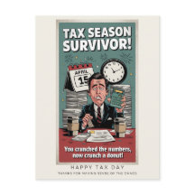 Tax Season Survivor Retro Humor Briefkaart