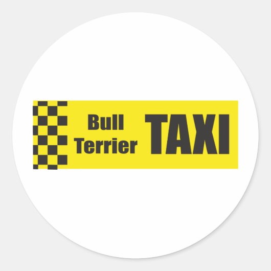 Taxi Bull Terrier Ronde Sticker (Voorkant)