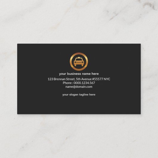 Taxi Cab Dashboard Uitzicht Night Time Cab Service Visitekaartje (Achterkant)