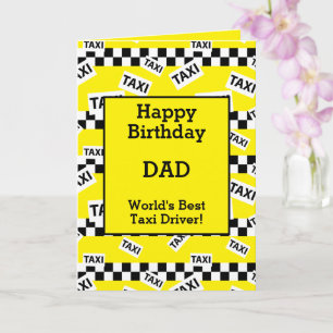 Taxi Cab Driver Checkered Birthday Card Kaart