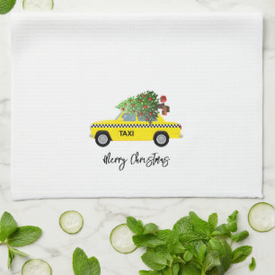 Taxi Cab Merry kerstboom Holiday Decor Theedoek