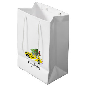 Taxi Cab Merry Kersttree Holiday City Festive Medium Cadeauzakje