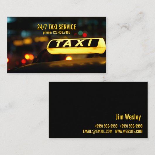 Taxi, cabine, chauffeur, Visitekaartje voor vervoe (Voorkant / Achterkant)