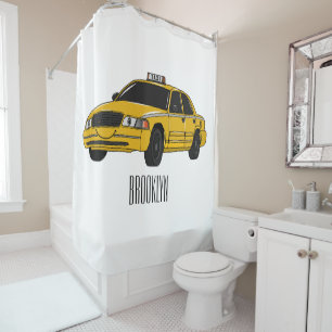 Taxi cartoon illustratie douchegordijn