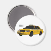 Taxi cartoon illustratie magneet (Voorkant / Achterkant)