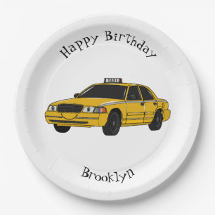 Taxi cartoon illustratie papieren bordje