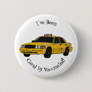 Taxi cartoon illustratie ronde button 5,7 cm