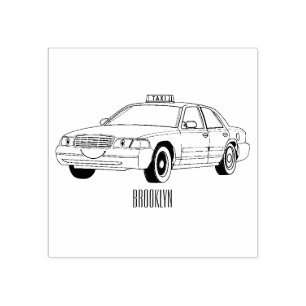 Taxi cartoon illustratie rubberstempel