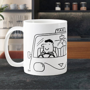 Taxi Chauffeur Cartoon Extra Grote Beker