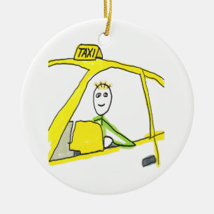 Taxi Chauffeur Stickman Keramisch Ornament