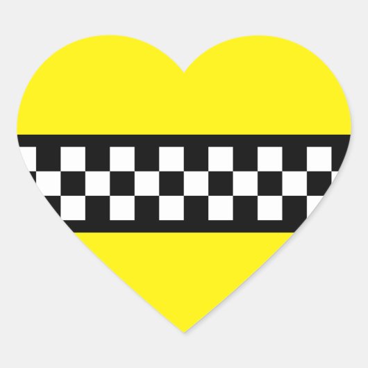 Taxi Check Stripe Patroon Hart Sticker (Voorkant)