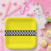 Taxi Check Stripe Patroon Papieren Bordje (Feest)
