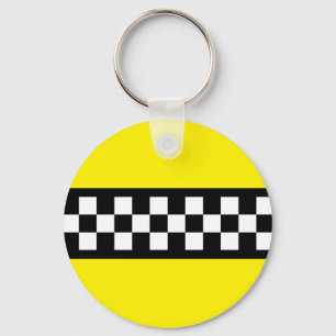 Taxi Check Stripe Patroon Sleutelhanger